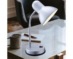Praktische tafellamp metaal kunststof zilver - BASIC