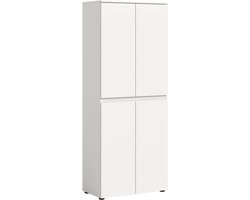 Praktische Universele Kast in Wit - 7 Planken en Kleiderstang - 70x175x37 cm