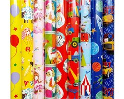 Prasenta Assortiment Kinder Cadeaupapier Inpakpapier 200 x 70 cm 5 rollen