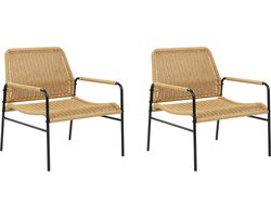 PRASIMO - Tuinstoel set van 2 - Naturel - PE Rotan