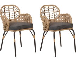 PRATELLO - Tuinstoel set van 2 - Grafietgrijs - Rotan