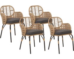 PRATELLO - Tuinstoel set van 4 - Grafietgrijs - Rotan