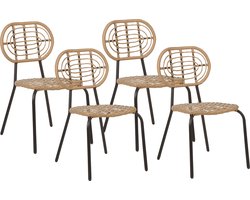 PRATELLO - Tuinstoel set van 4 - Naturel - PE rotan