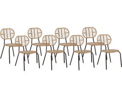 PRATELLO - Tuinstoel set van 8 - Naturel - PE rotan