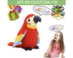 Pratende Papegaai - Groen - Neem op en spreekt terug - Leren praten - Spelen en leren - Montessori speelgoed - Kinder speelgoed - kinder knuffel - papegaai knuffel - A2.5