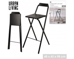 PRATIK – Set van 4 inklapbare barkrukken met rugleuning, zwart 48×43×H98 cm