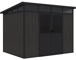 PRATO composiet tuinhuis B 280.4cm x D 212.4cm hellend dak aluminium RAL 9005 zwart