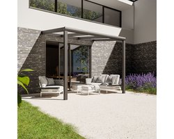 Pratt & Söhne terrasoverkapping 3x2.5 m - Overkapping tuin met opaal polycarbonaat voor zonwering - Veranda van aluminium en weerbestendig - Antraciet