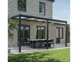 Pratt & Söhne terrasoverkapping 5x2.5 m - Overkapping tuin met opaal polycarbonaat voor zonwering - Veranda van aluminium en weerbestendig - Antraciet