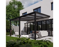 Pratt & Söhne terrasoverkapping 5x3.5 m - Overkapping tuin met helder en weerbestendig polycarbonaat - Veranda met zonwering en poten van aluminium - Antraciet