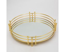 Precious Gifts - Gouden Spiegel Dienblad - Round Gold Mirror Tray