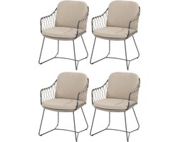 Prego dining tuinstoel rope antraciet taupe Taste 4SO set van 4