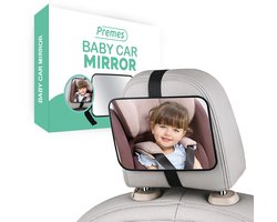 Premes Autospiegel Baby - Voor hoofdsteun - 19 x 14 CM - Achteruitkijkspiegel - Achterbank spiegel - Baby Auto - Spiegel - Baby Spiegel Auto - Binnenspiegel - Voor Achterbank - Kind - Bijrijder