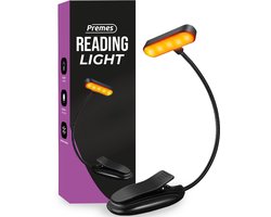 Premes - Leeslampje - 5 Lichtstanden - Bedlamp - Klemlamp - Klemlampjes - Bedlampjes Leeslampjes - Boeklampje - Bedlampjes Slaapkamer Volwassenen - Leeslampje voor Boek - Voor in Bed - Met Klem - Oplaadbaar USB - Kind - Slaapkamer - Oplaadbare Lamp