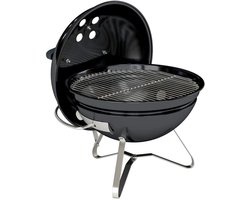 Premie Houtskool Barbecue - Smoker Barbecue - Draagbare Houtskoolgrill - met Deksel, Handvat & Verstelbare Ventilatiesleuven - BBQ voor Kamperen, Buiten, Tuin - 41 x 41 x 44 cm - Zwart