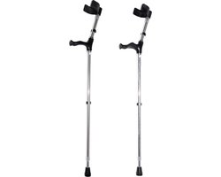 Premis - Elleboogkrukken - Anatomisch Handgreep - Verstelbaar - 75-100 cm - Paar - Open Manchet - Zilver