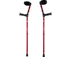 Premis - Elleboogkrukken - Ergonomisch handvat - Anti rammel verstelling - Verstelbare hoek - Hoogwaardig materiaal - Eenvoudig verstelbaar - Per paar - Metallic Rood