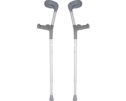 Premis - Elleboogkrukken - per paar - Zachte Cumfy handgreep - Anatomisch - Max gebruikers gewicht 150 kg - Anti-Rammel sluiting In hoogte verstelbaar 76-100cm - Zilver