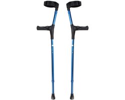 Premis - Elleboogkrukken - per paar - Zachte handgreep - Ergonomisch - Max gebruikers gewicht 150 kg - In hoogte verstelbaar 76-100cm - Blauw