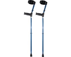 Premis - Elleboogkrukken - Standaard Handgreep - Verstelbaar - 75-100 cm - Paar - Gesloten Manchet - Blauw