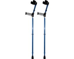 Premis - Elleboogkrukken - Standaard Softgrip - Verstelbaar - 75-100 cm - Paar - Open manchet - Blauw