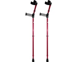 Premis - Elleboogkrukken - Standaard Softgrip - Verstelbaar 75-100 cm - Paar - Open Manchet - Rood