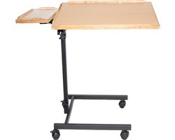 Premis - Multifunctionele tafel met kantelbaar blad - Laptoptafel - Leestafel - Bijzettafel - Bedtafel - Beige/Zwart - Met extra zijblad