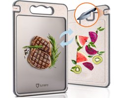 Premium 100% Titanium Snijplank Dubbelzijdig- Cutting Board - Vermijd Microplastics - Extra Hygiëne - Sapgeul - Met Raspfunctie en Messenslijper