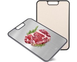 Premium 100% Titanium Snijplank Dubbelzijdig met Tarwevezel kant - Vermijd Microplastics - Hygiene - Raspfunctie - Cutting Board - Vaatwasserbestendig - Antislip