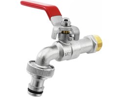Premium 1/2'' Inch Messing Waterkraan - Roest- en vorstbestendig voor tuin, wasmachine, regenton - rood - 1/2*3/4