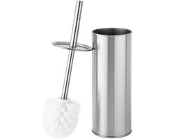 Premium 1x RVS Toiletborstel met Houder Set + Gratis Kunststof Inzetbakje – 35x10cm – 1 Stuks | Luxe WC Borstel met Toiletborstelhouder van Roestvrij Staal | Roestvrijstalen Toiletborstel in Glanzende Houder | Eenvoudig te Reinigen
