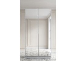 Premium 2-Deurs Draaideurkast met Spiegel – Slaapkamer-, Kinderkamer- en Halopbergkast – Kledingkast Wit/Zijdegrijs – Inclusief Basic Accessoires – 91 cm Breed - House&Garden