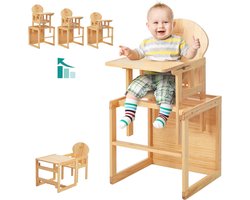 Premium 3-in-1 converteerbare houten kinderstoel voor peuters van 3-6 jaar - hoge stoel, schommelstoel en kindertafelstoelset voor jongens-meisjes