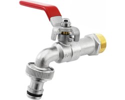 Premium 3/4'' Inch Messing Waterkraan - Roest- en vorstbestendig voor tuin, wasmachine, regenton - rood - 3/4*3/4