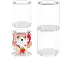 Premium - 4 stuks minifiguren vitrinekast 8,4 x 9,4 x 11,2 cm - zeshoekige kolom - collectie - minifiguur opslag - doorzichtige vitrine - showcase.