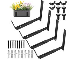 Premium - 4 stuks verstelbare raambakbeugels voor vensterbank plantenbakken - geschikt voor buiten - balkon tuin dek - omheining balkon plantenbak beugel