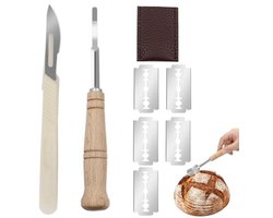 Premium Bakkersmessen Set - Perfect voor Zuurdesembrood en Broodbakkers - Inclusief 5 Messen en Leren Beschermhoes