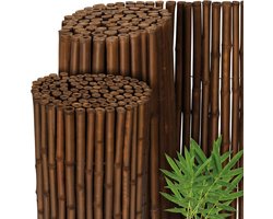 Premium Bamboe Tuinscherm 100x250cm Donkerbruin - Geharde Bamboestokken - Weerbestendig - Privacy Scherm - Binnen & Buiten - Balkonscherm bamboe schutting