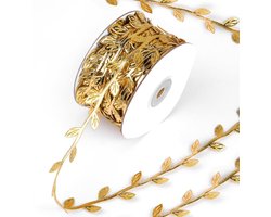 Premium Bladeren Strepen Cadeaulint - Kunstwijnstokken - Kunstplantenbanden - Gouden Cadeau Slingers - Decoratie Kunstblad Wijnstok voor Feest Bruiloft Tuin - DIY Decoratie 30m