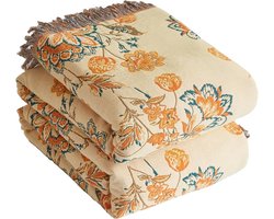 Premium Boho sprei - knuffeldeken met franjes - 1 stuk - 100% katoen - 230x250 cm - Kortstondige Bloei