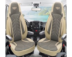 Premium Camper stoelhoezen voor Karmann Davis Lifestyle DPL509 in Beige/Grijs (2 losse stoelen)