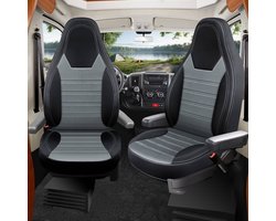 Premium Camper stoelhoezen voor Karmann Davis Lifestyle HW1 in Zwart/Donkergrijs (2 losse stoelen)
