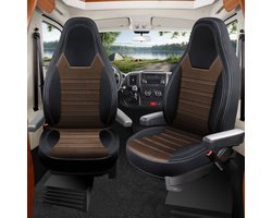 Premium Camper stoelhoezen voor Karmann Davis Lifestyle HW12 in Zwart/Bruin (2 losse stoelen)