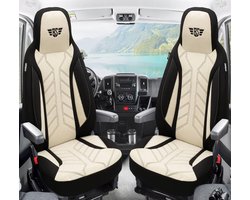 Premium Camper stoelhoezen voor Karmann Davis Lifestyle PLKT207 in Zwart/Beige (2 losse stoelen)