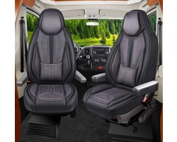 Premium Camper stoelhoezen voor Karmann Davis Lifestyle WDS1 in Zwart/Grijs (2 losse stoelen)