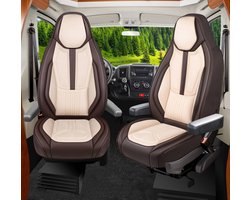 Premium Camper stoelhoezen voor Karmann Davis Lifestyle WDS8 in Bruin/Beige (2 losse stoelen)