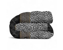 Premium Dekbed bedrukt - Zonder hoes ( 2 in 1 ) - Tweezijdig - 240 x 220 cm - Chic Panter / Flowers