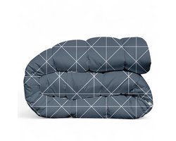 Premium Dekbed bedrukt - Zonder hoes ( 2 in 1 ) - Tweezijdig - 240 x 220 cm - Ruiten Blue / Ruiten Light