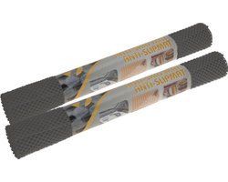 Premium Donkergrijze Antislipmat Set op Rol - 2 Stuks - Grijs - 45x125cm | Niet Klevende Anti-Slipmatten met Grip-Bodemkussens