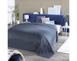 Premium Effen Bedsprei voor Eenpersoonsbed - 140 x 210 cm - Luxe Slaapkamer Decoratie in Blauw